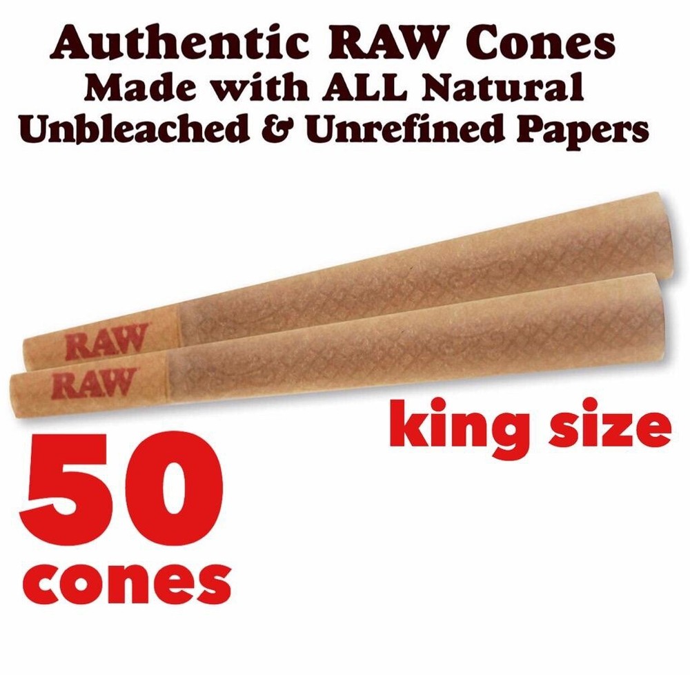 RAW Classic King Size Pre-Rolled Cones with Filter - Pack of 50