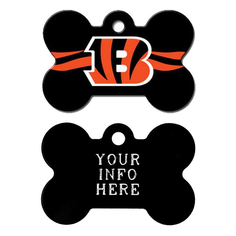 Cincinnati Bengals Custom Engraved Pet Tag - Dog Bone Shape