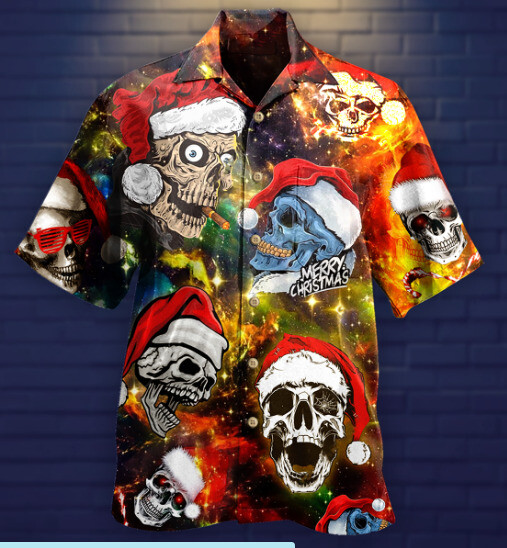 Skull Love Christmas hawaiian shirt aloha winter christmas gift 3d