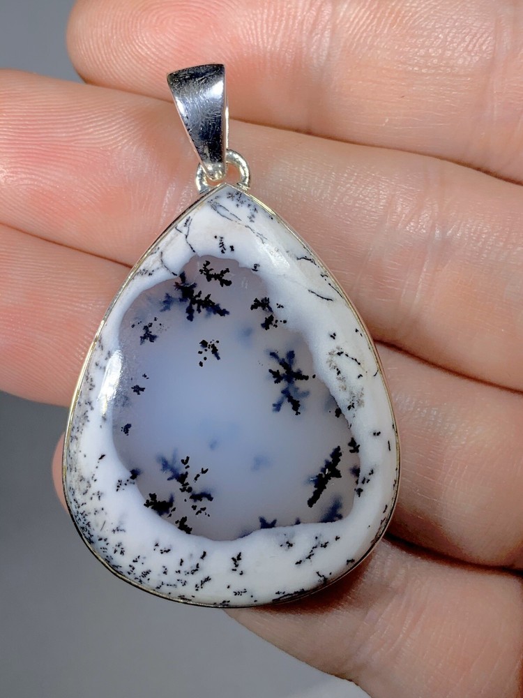 Dendritic Opal (Merlinite) Sterling Silver Pendant (#104792) #31