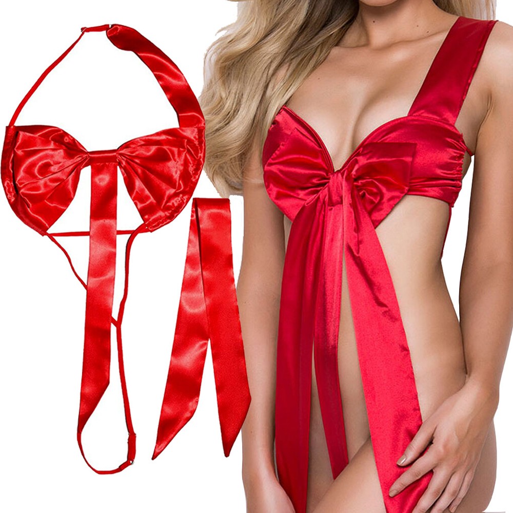 Sexy Women's Valentine Lingerie Sleepwear with Bow Knot Gift