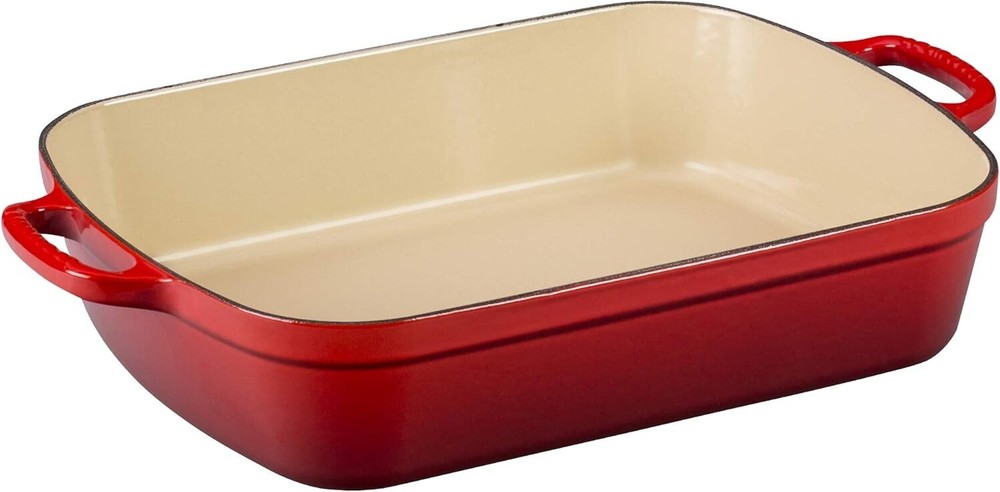 Le Creuset 7 Qt Enameled Cast Iron Rectangular Roaster 12.8 x 18.7 Inches