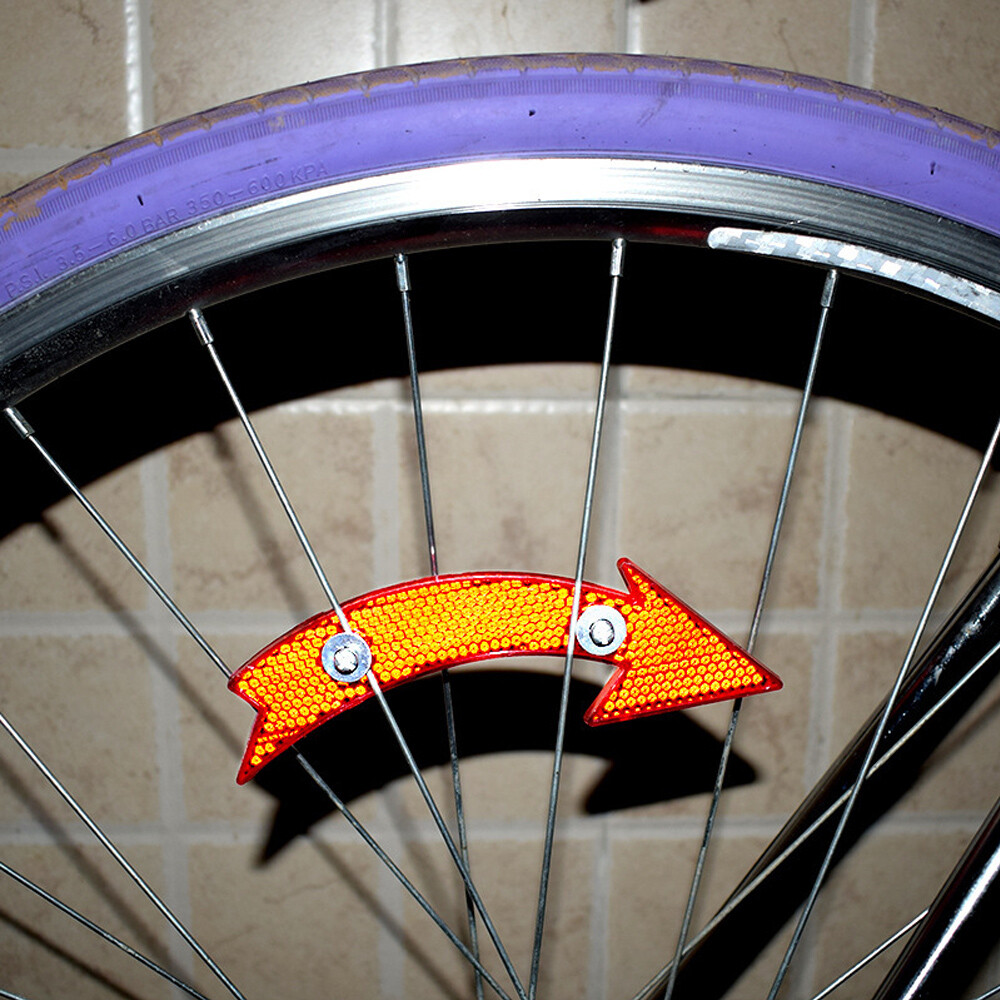 4 MTB Bike Wheel Reflectors Arrow Safety Warning Cycling Accessories