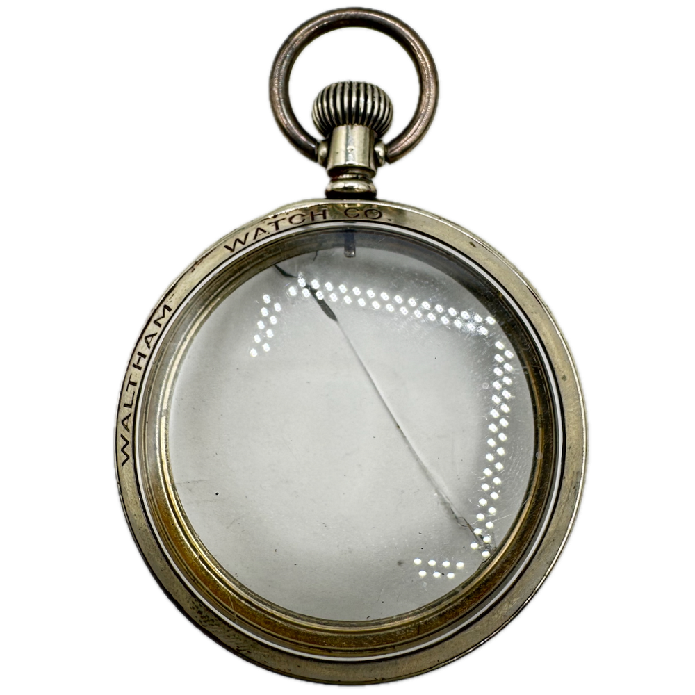 Antique 12 Size Waltham Salesman Open Face Pocket Watch Case Nickel USA