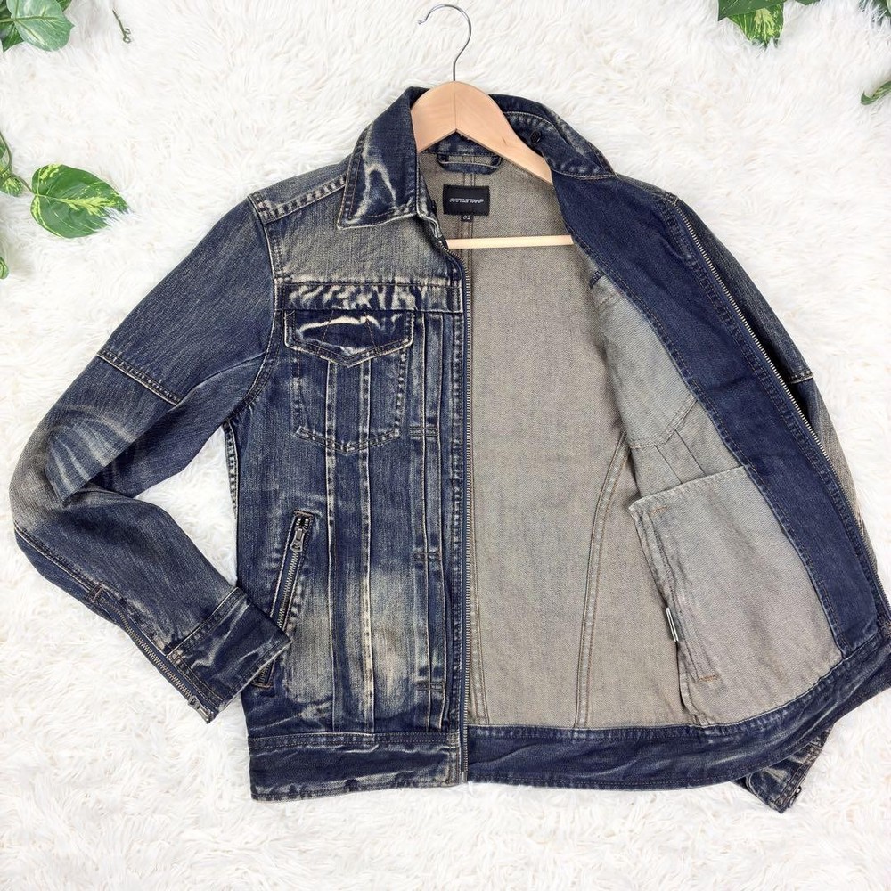 Vintage Style Hard Wash Denim Riders Jacket for Men