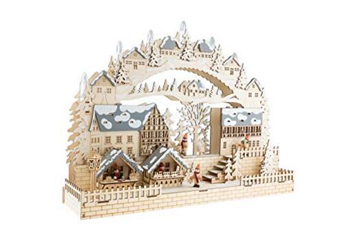 Wooden Christmas Advent Calendar, Countdown to Christmas, LED Snowy Village