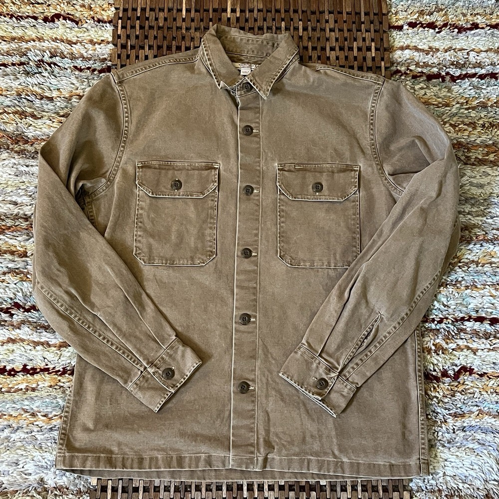 Wallace & Barnes J.CREW Button Down Western Work Shirt Khaki Tan Medium M