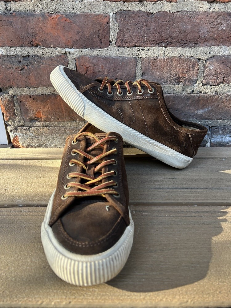 Frye Mens Miller Low Lace Up Sneakers Brown Leather Suede Shoes Size 8.5