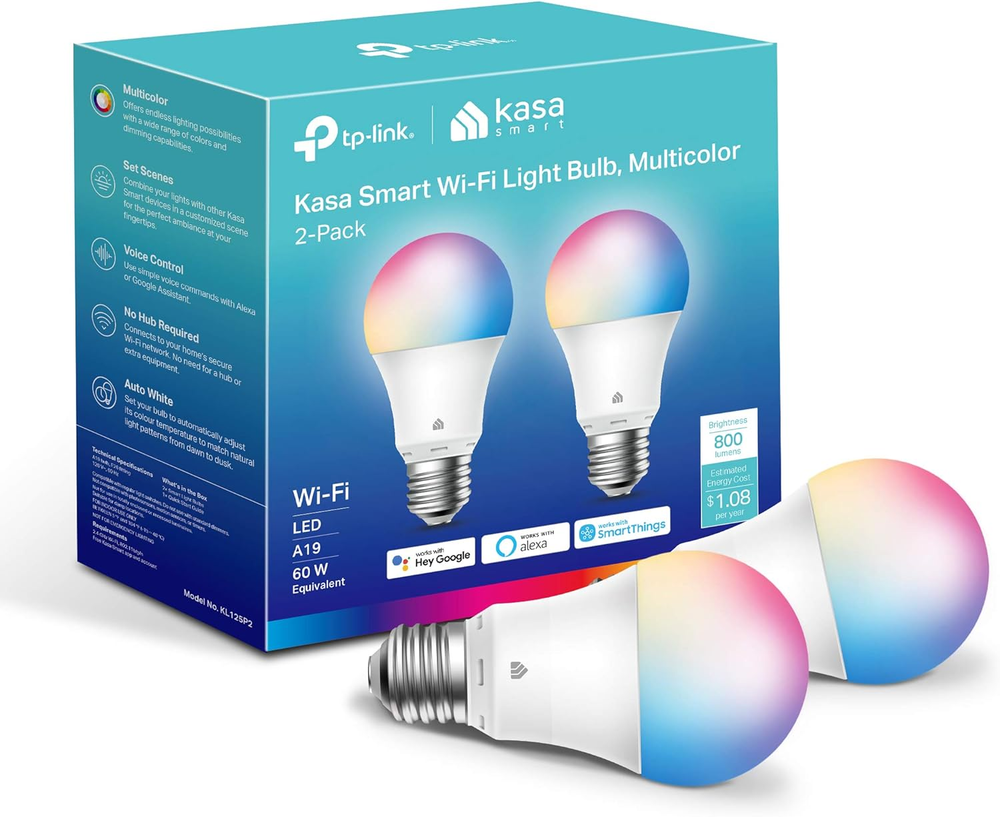 Kasa Smart Light Bulbs,Smart WiFi Bulbs Compatible with Alexa ,2-Pack,Multicolor