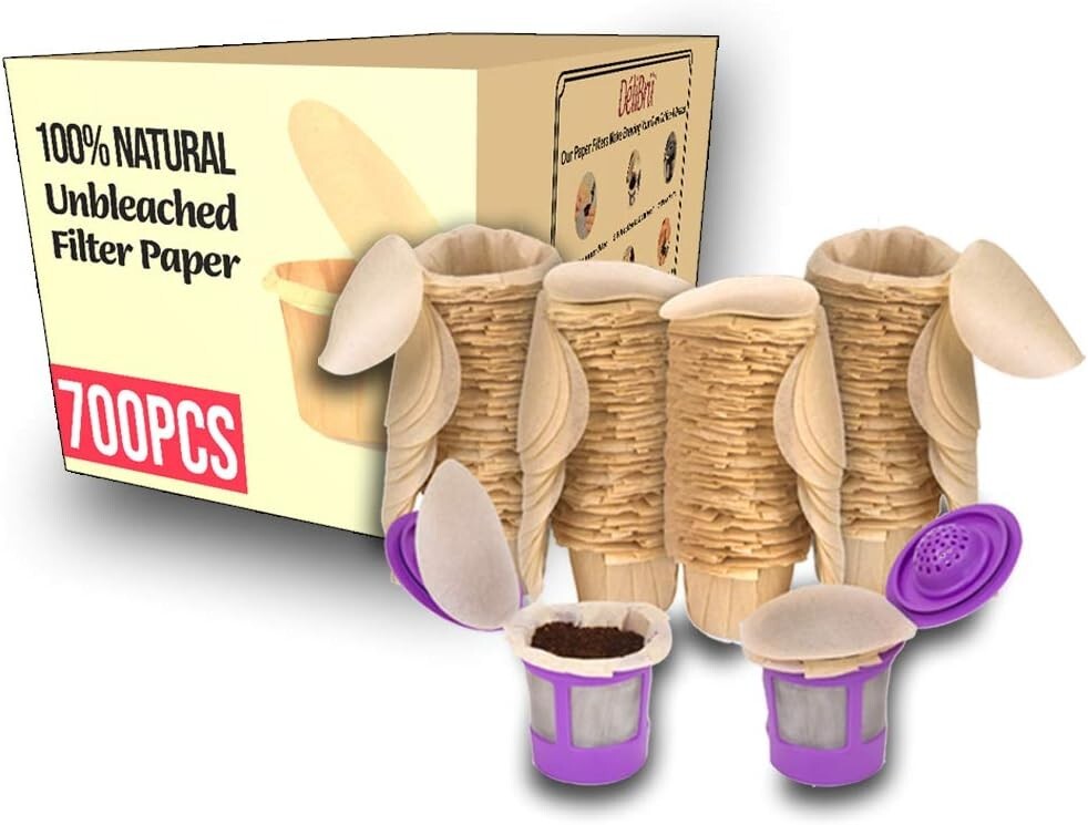 Compostable Coffee Filters for All Reusable Pods - 700 Count Unbleached Paper