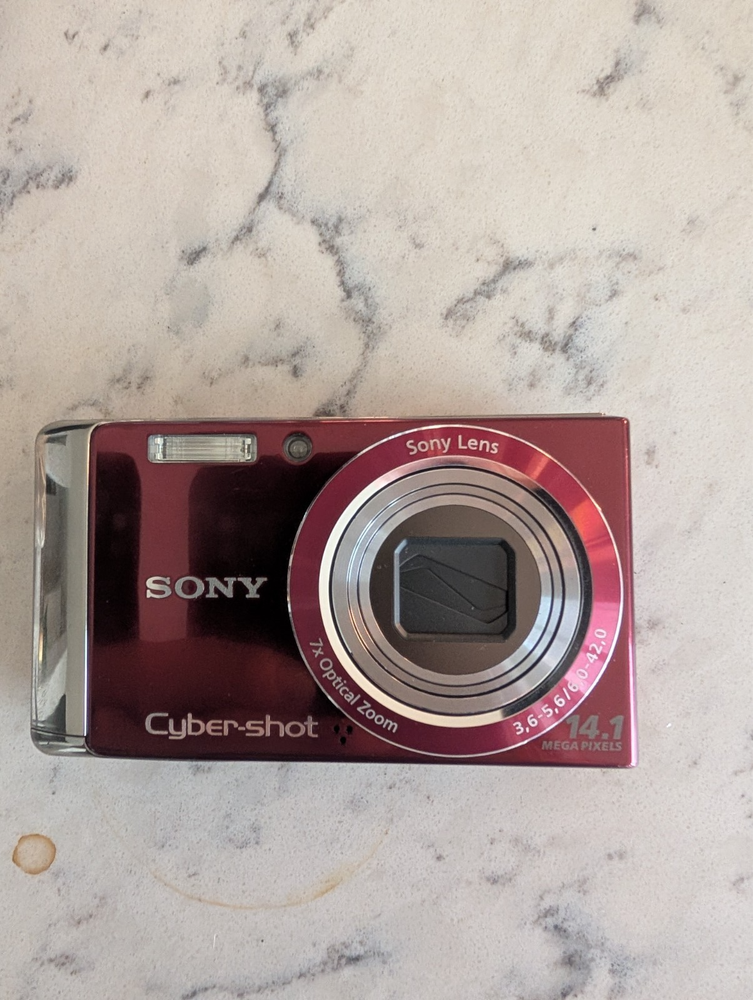 Vintage Sony Cybershot DSC-W370 14.1MP Red Digital Camera Tested Working