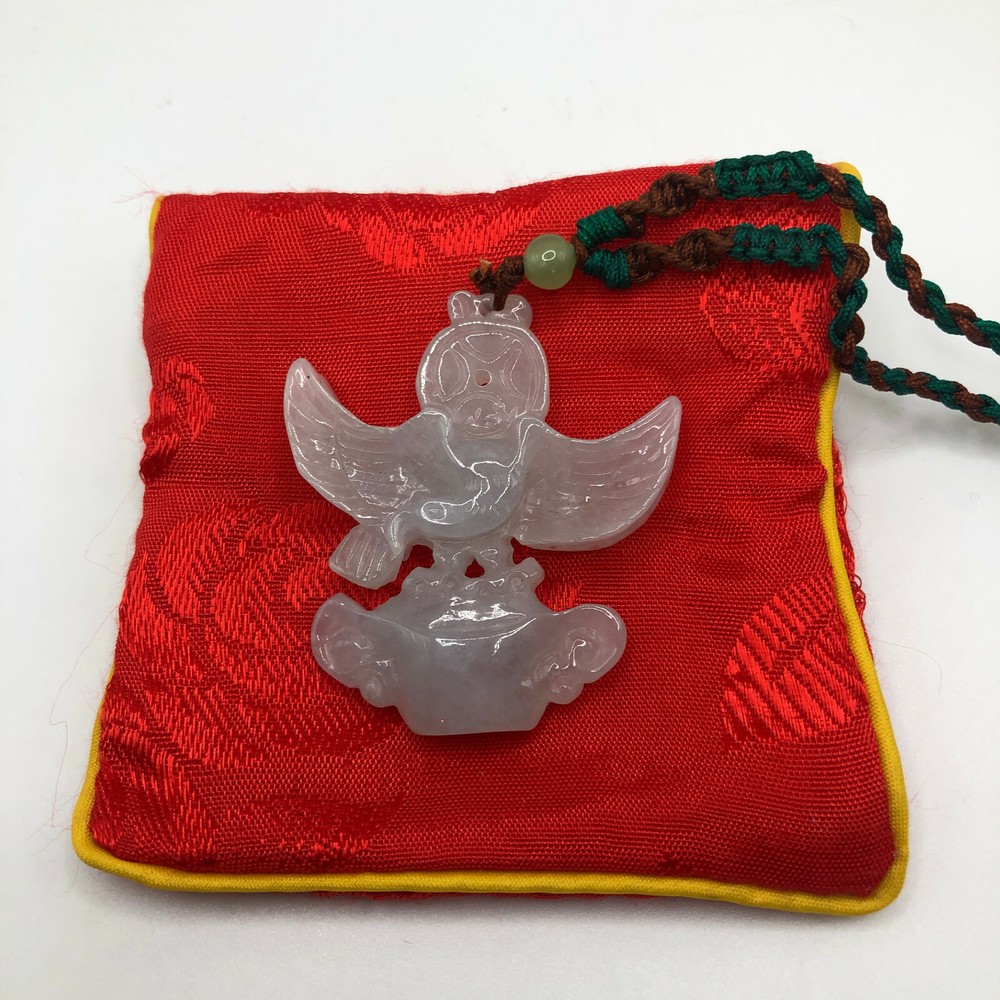 Asian Inspired ?Semi Precious? Opaque BIRD Pendant with Bag