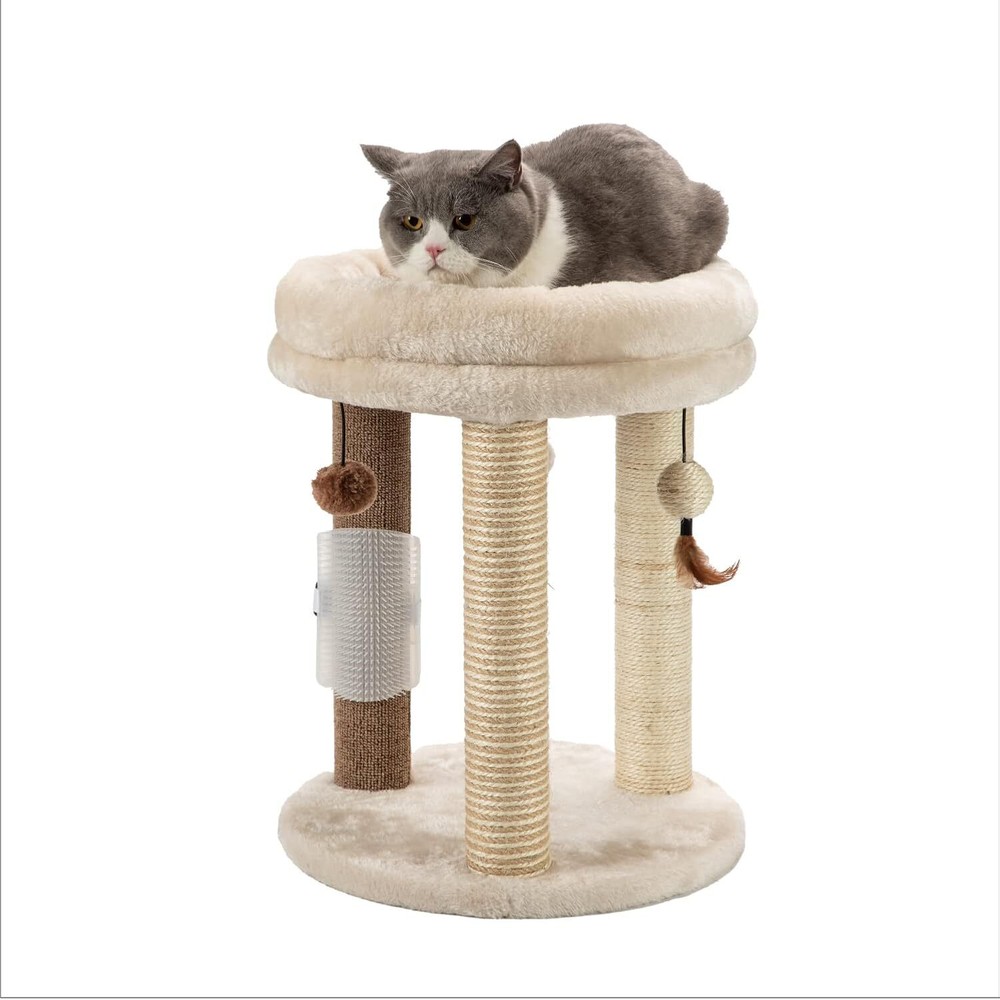4in1 Small Cat Tree with Scratching Post, Tower Bed & Sisal Jute Posts