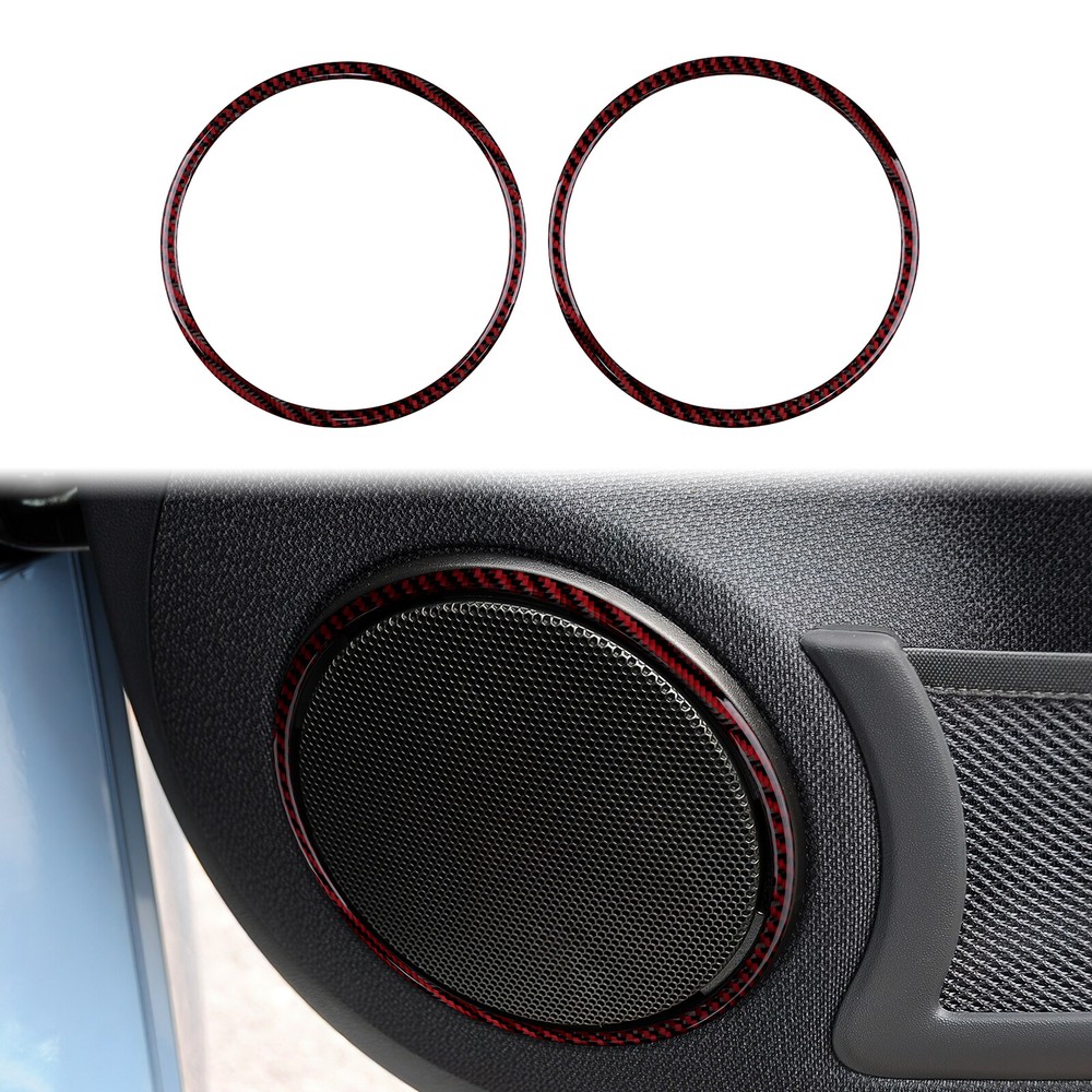For Smart Fortwo 2008-2015 Dark Red Carbon Fiber Door Audio Speaker Ring Cover