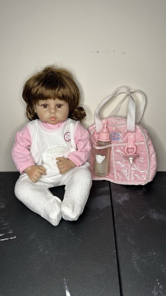 VTG Baby Annabell Outfit & Bottle with 'Liquid' & Lil Precious Bottle Bag Pink