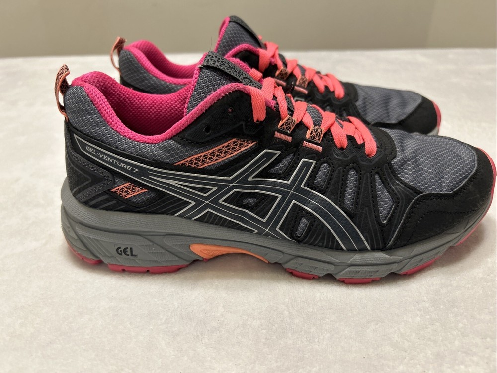 Asics Women's Running Shoes Size 8 Wide Gray Pink Gel Venture 7 1012A477 Comfort