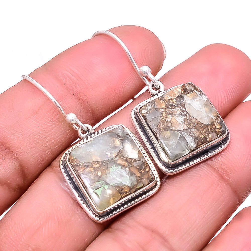 Copper Aquamarine -Brazil 925 Sterling Silver Earring 1.37