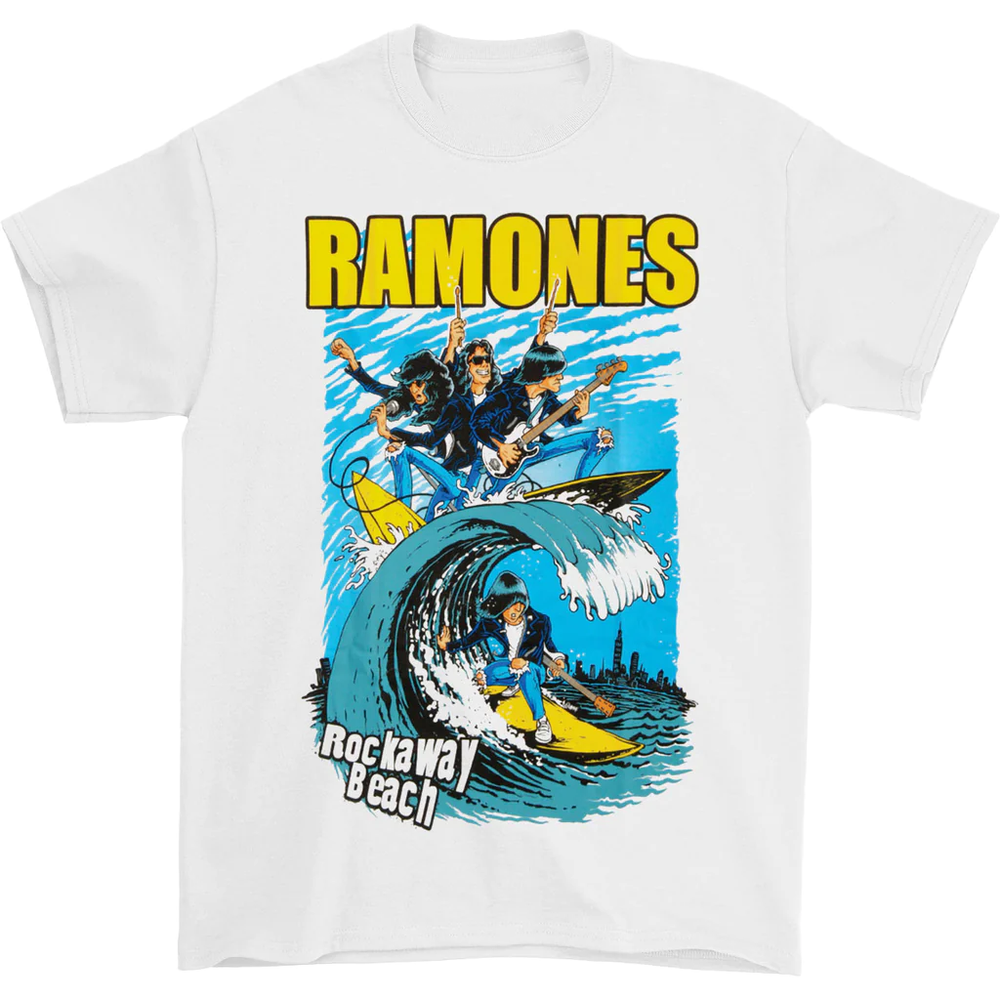 Vtg Ramones Rockaway Beach Heavy Cotton White All Size Unisex Shirt