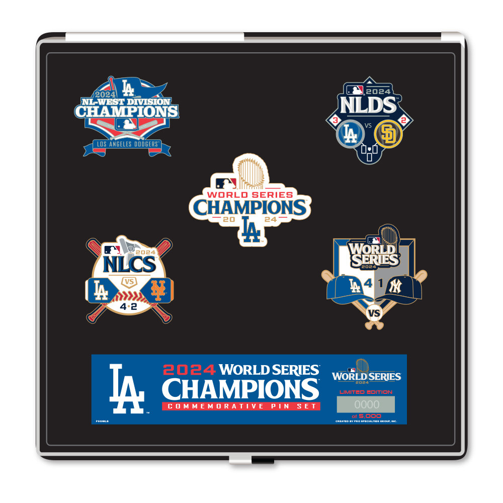Los Angeles Dodgers 2024 World Series Champions Limited 5-Piece Lapel Pin Set