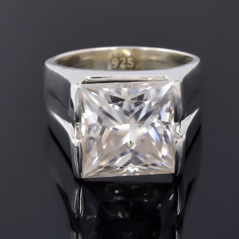 Certified Natural 5.40ct VS1 Princess White Diamond Ring in 925 Sterling Silver