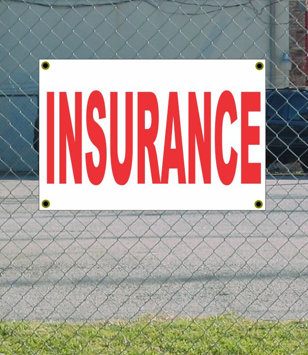 2x3 Red & White Insurance Banner Sign – New Discount Size & Price with Free Shipping Included