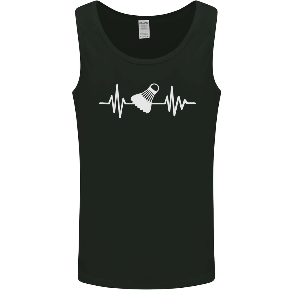 Pulse Badminton Player Funny ECG Mens Vest Tank Top