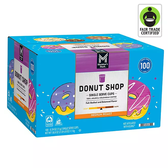 Next Day Ship Member’s Mark Donut Shop Medium Roast Coffee Pods 100 Ct-image