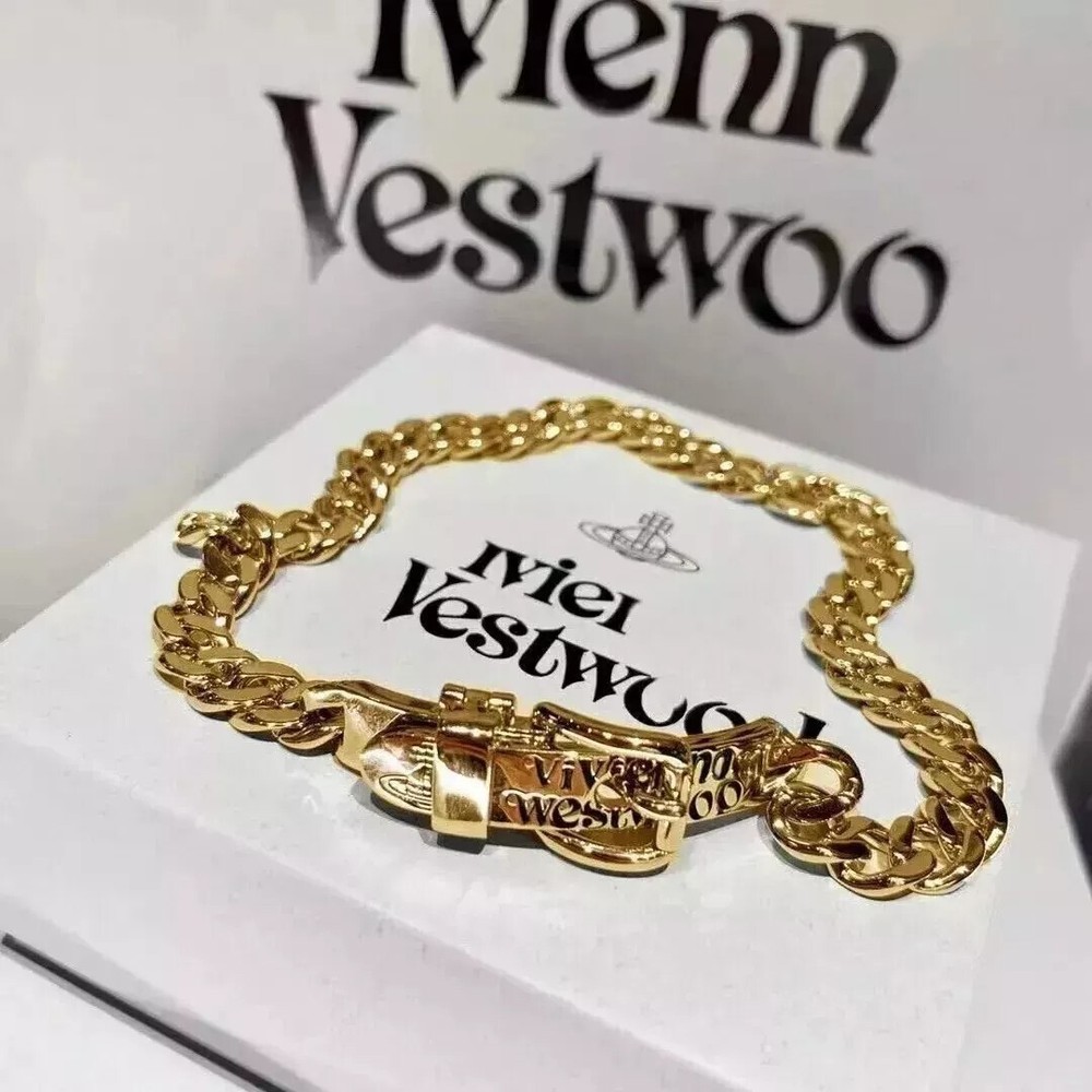 Vivienne Westwood Gold Necklace Belt Choker with Gift Box