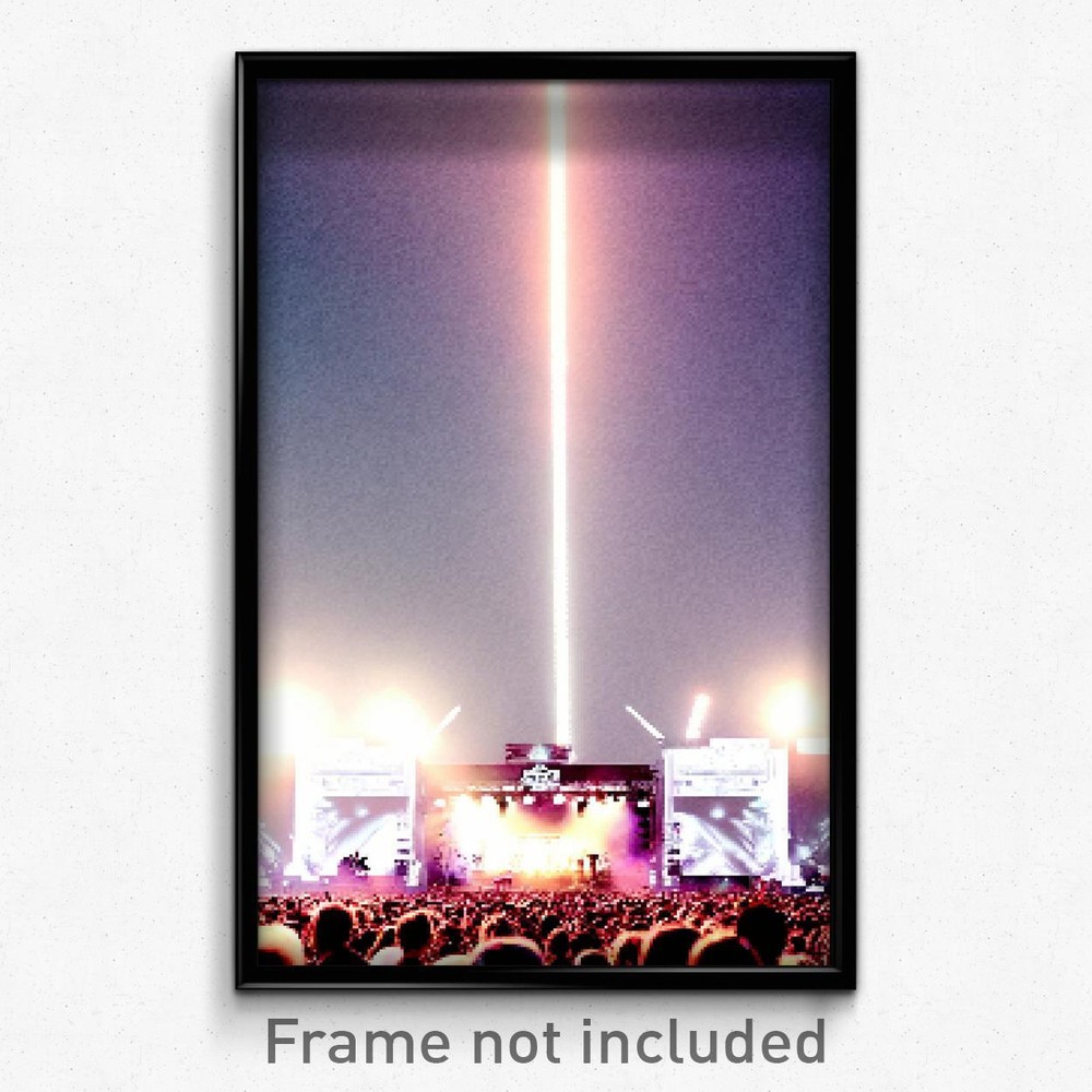 8 Bit Psychedelic Pixel Art Poster - White Music Festival Video Game Print