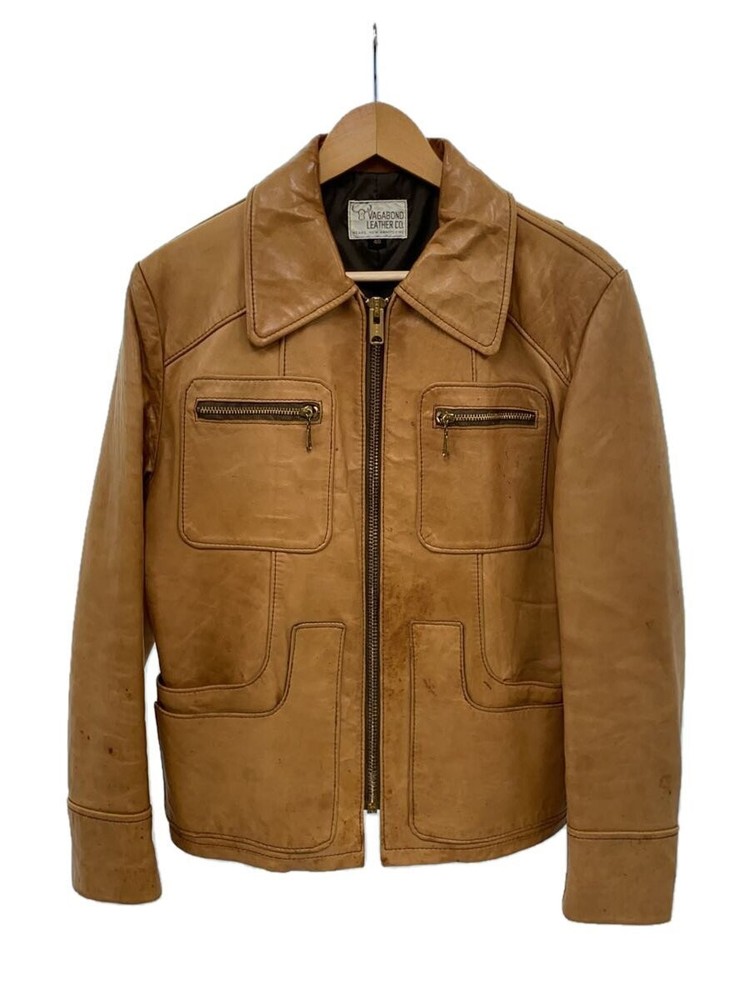 Men's Plain Leather Single Rider Jacket Size 40 Beginner Style 1256