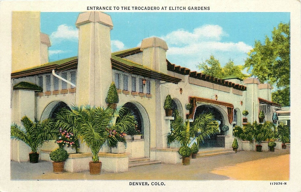 1930s Denver Colorado Entrance Trocadero Elitch Gardens Postcard 25-6968