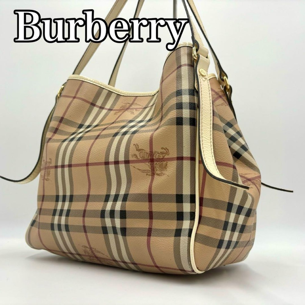 Burberry Shoulder Bag Nova Check PVC Beige Authentic F10251684