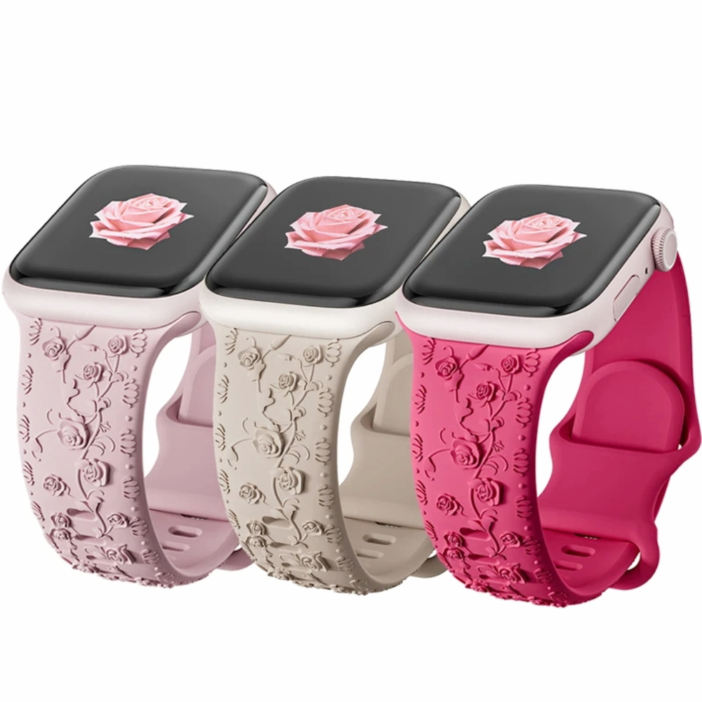 Engraved Silicone Apple Watch Band Strap for Series 7 8 9 10 SE Ultra 2 38-49mm