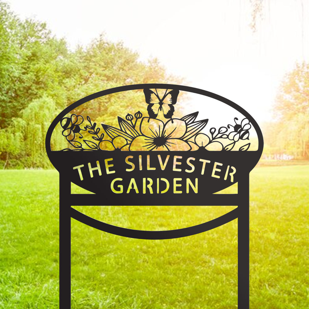 Personalized Metal Garden Sign With Stakes, Sign for Flower Beds, Custom Garden