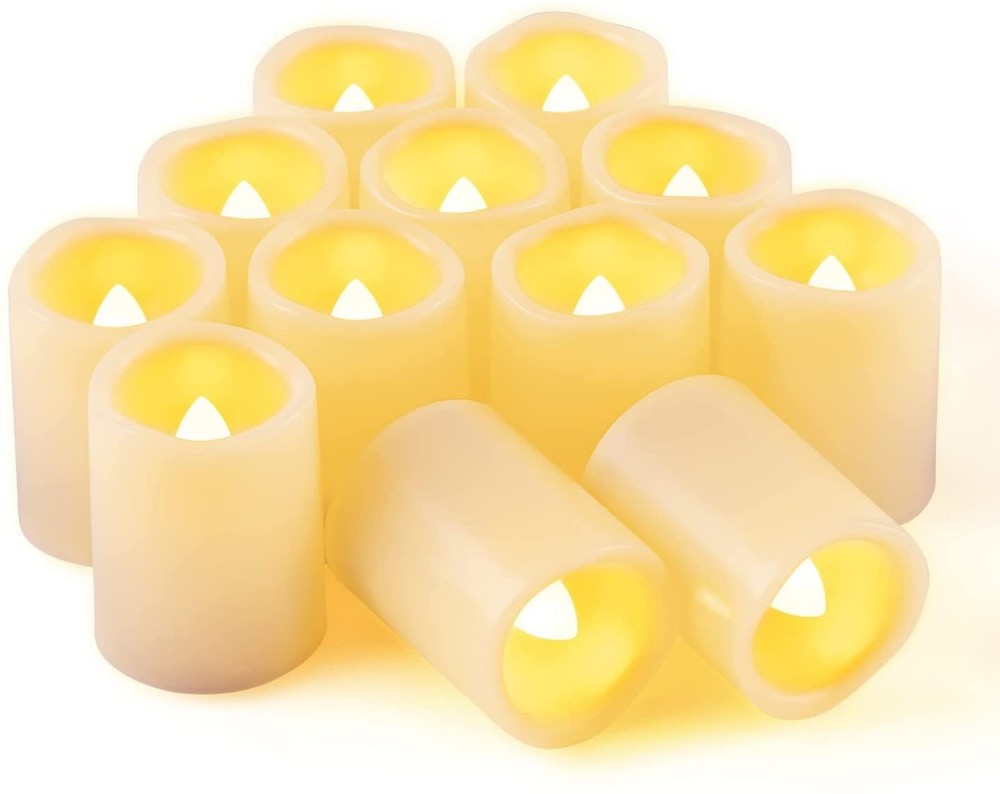 Flameless LED Votive Candles 12 Pack Battery Operated 1.5 x 2 Inch