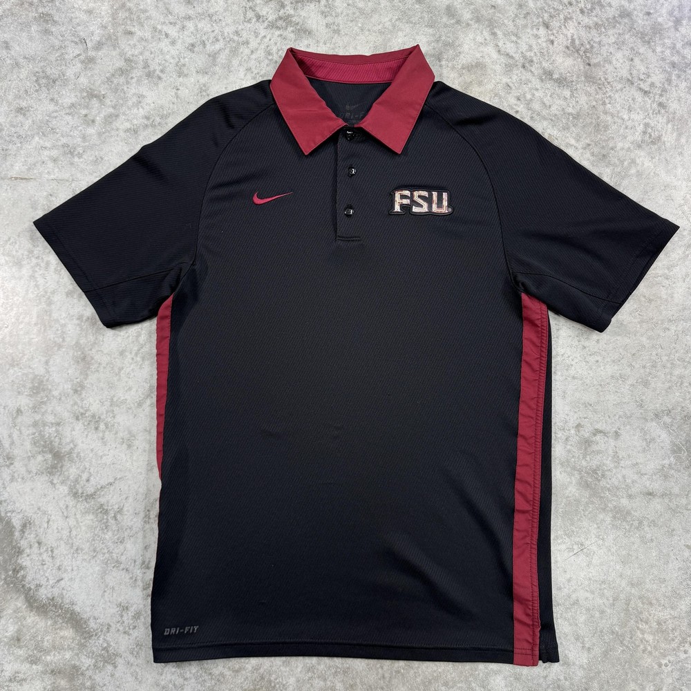 Florida State Seminoles Shirt Mens Large Black Nike Dri-FIT Polo FSU football