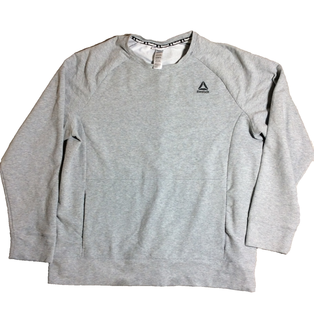 Reebok French Terry Sweatshirt Men's Sz XL Crew Neck Logo Kangaroo Pocket