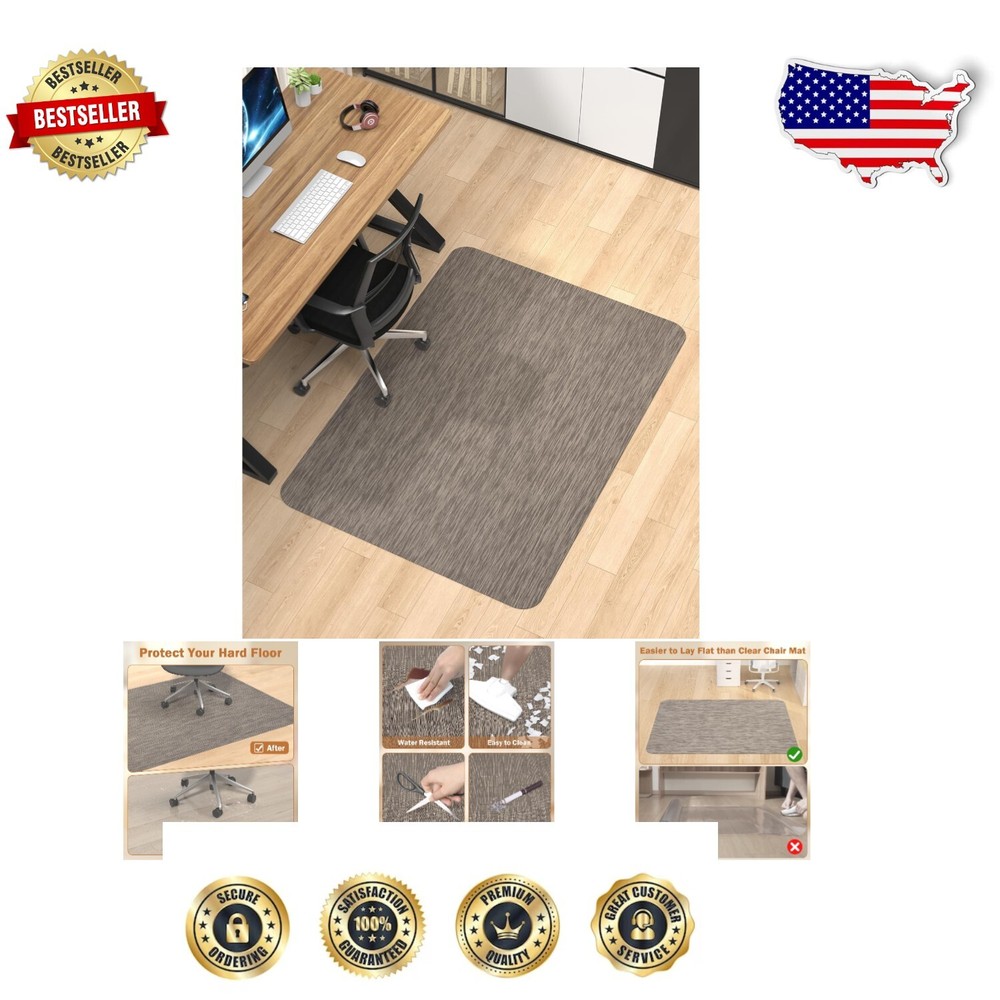 Elegant Dark Brown PVC Chair Mat - Waterproof Hard Floor Protector, 35.4
