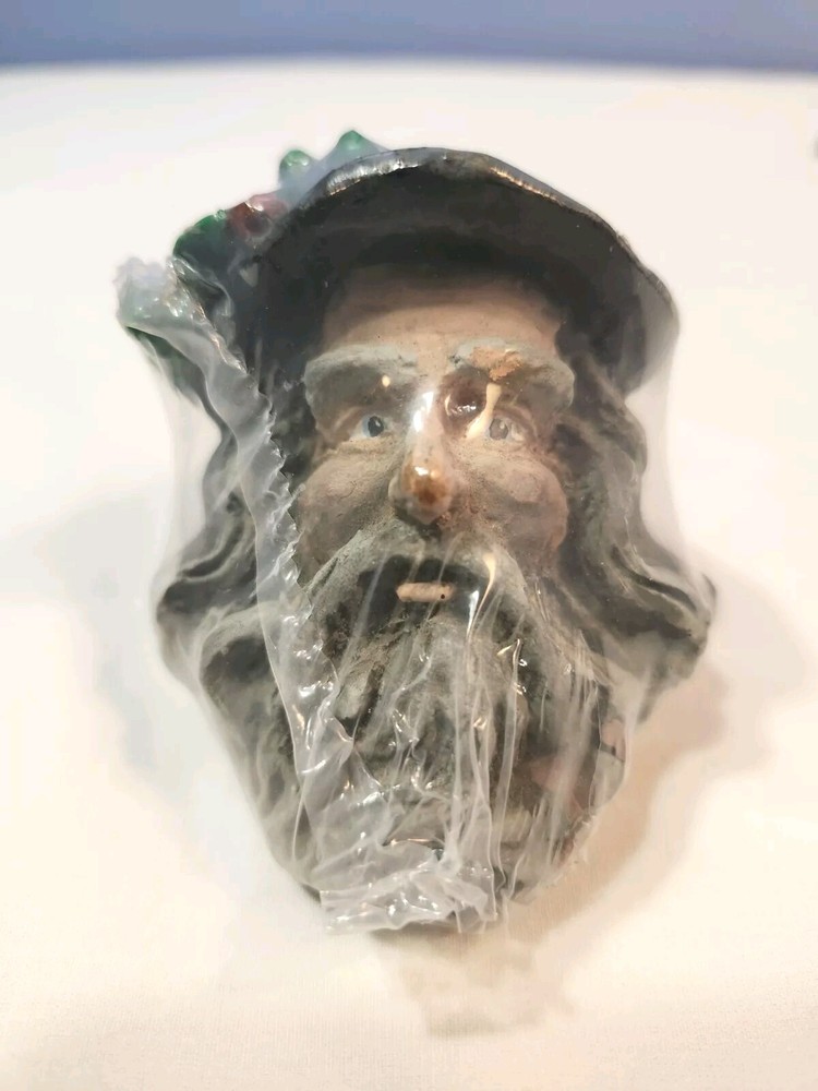 Vintage Wizard Head Figurine Resin 1990s wrapped