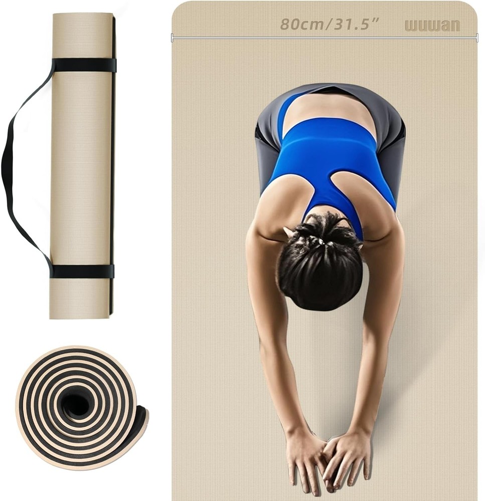 Extra Wide 32 Inch Non-Slip Eco Yoga Mat 1/3 Inch Thick Poe Exercise Mat
