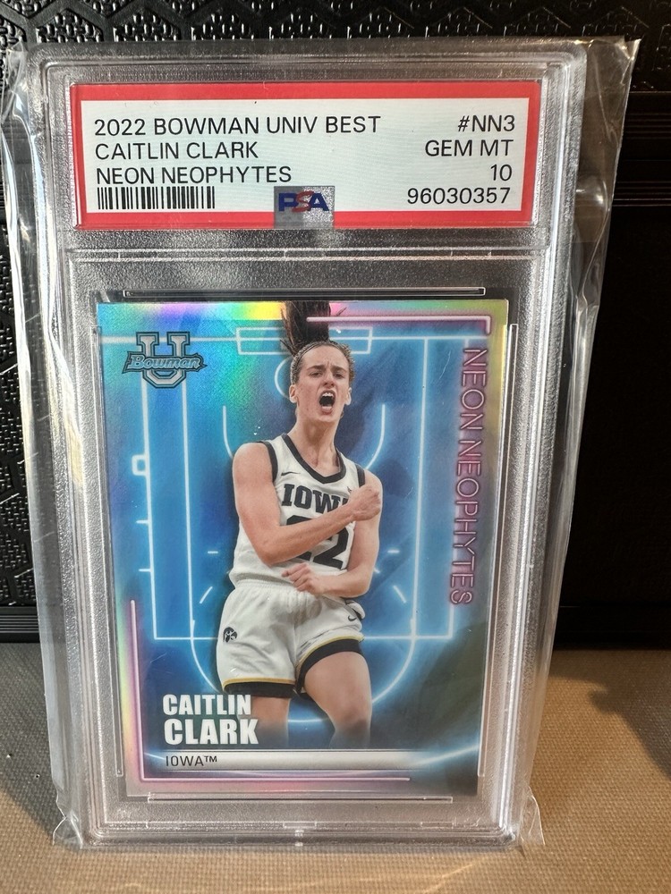 2022 Bowman University Best Caitlin Clark Neon Neophytes PSA 10