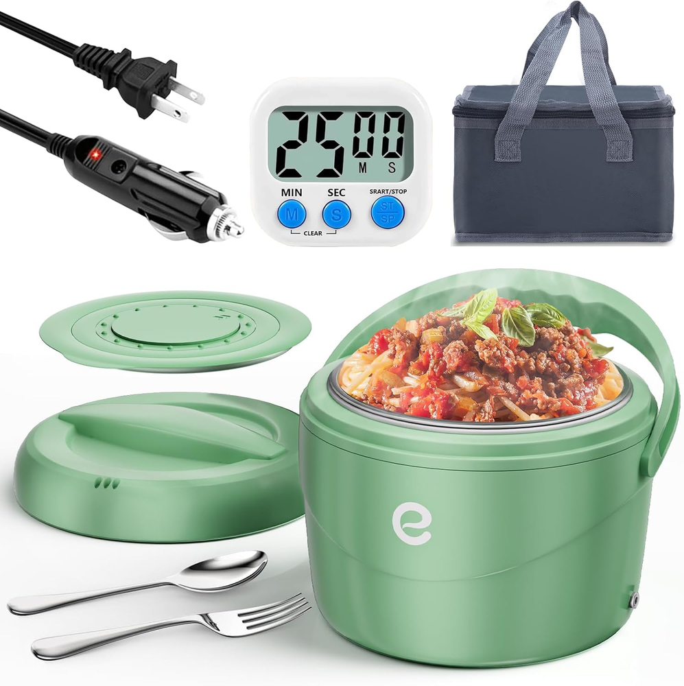 Upgraded 40Oz Electric Lunch Box with Timer for Fast Heating
