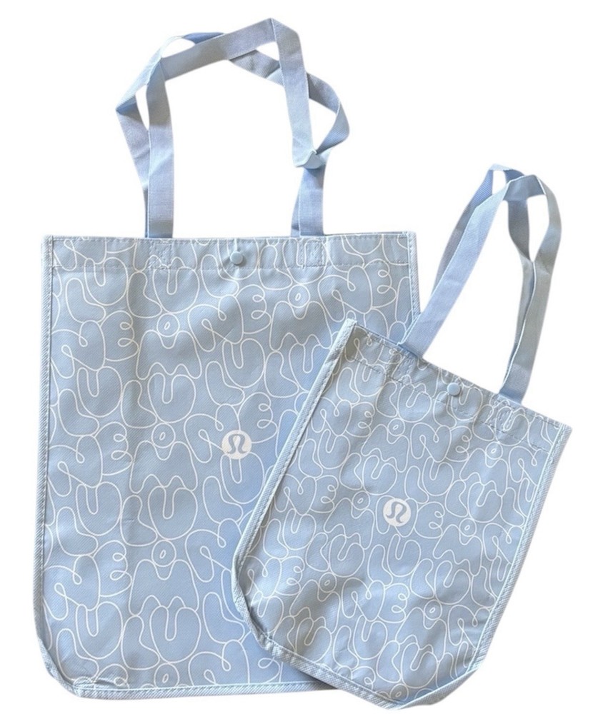 Lululemon Daydream Blue Spring Tote Bags Set of 2 Small & Large