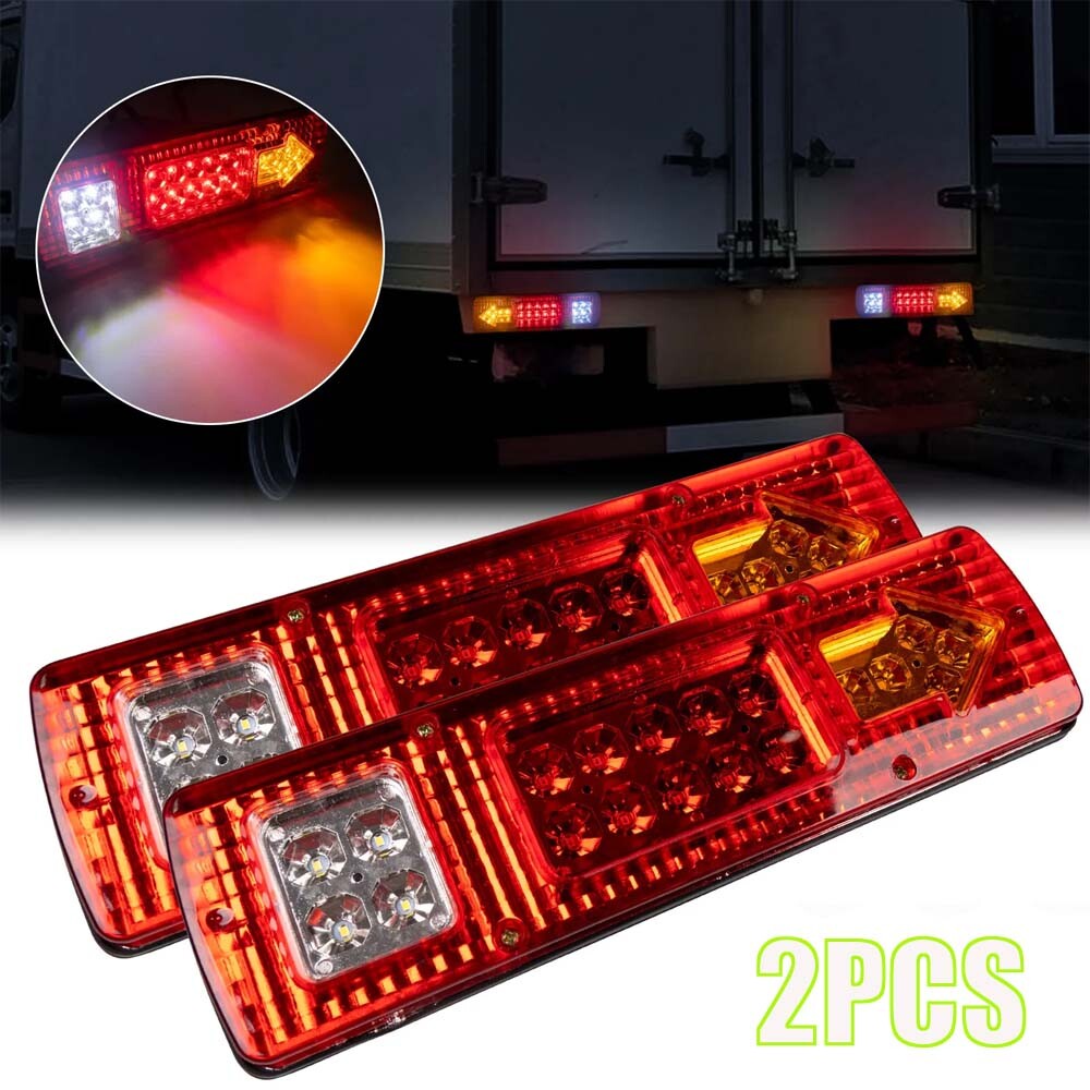 2pcs Utility Trailer LED Tail Light Kit Stop Rear Brake Turn Indicator