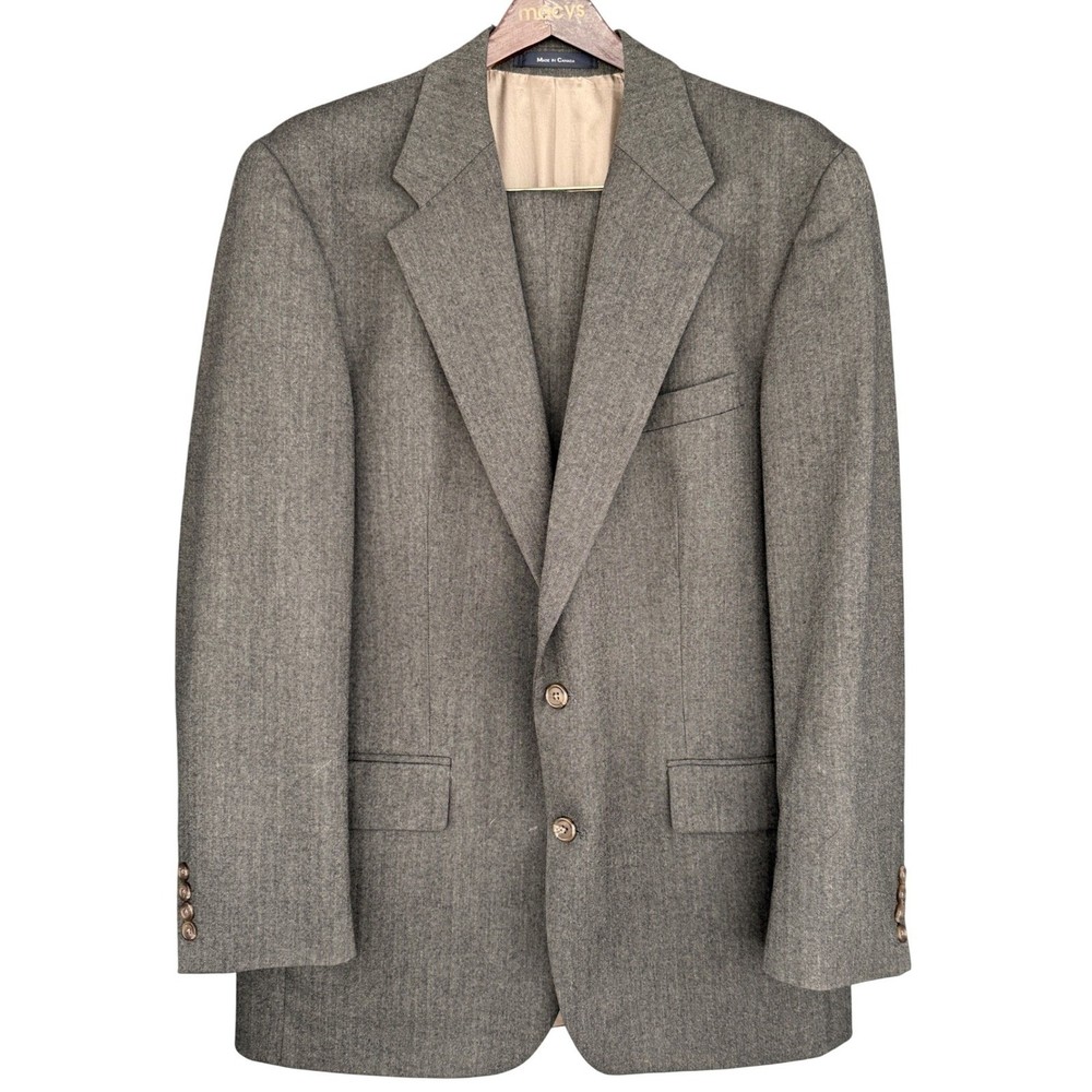90s VTG Chaps Ralph Lauren Blazer 42 L Tall Gray 100% Wool Coat Canada Classic