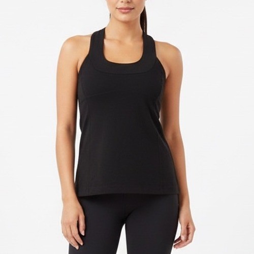 Lululemon Scoop Neck Tank Black Racerback Top Built In Bra Size 8
