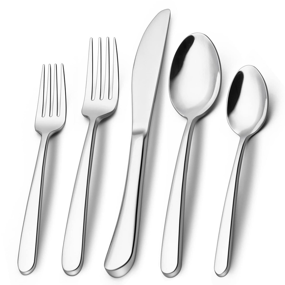 40-Piece Silverware Set, Heavy Duty Stainless Steel Flatware Set for 8, Food-...