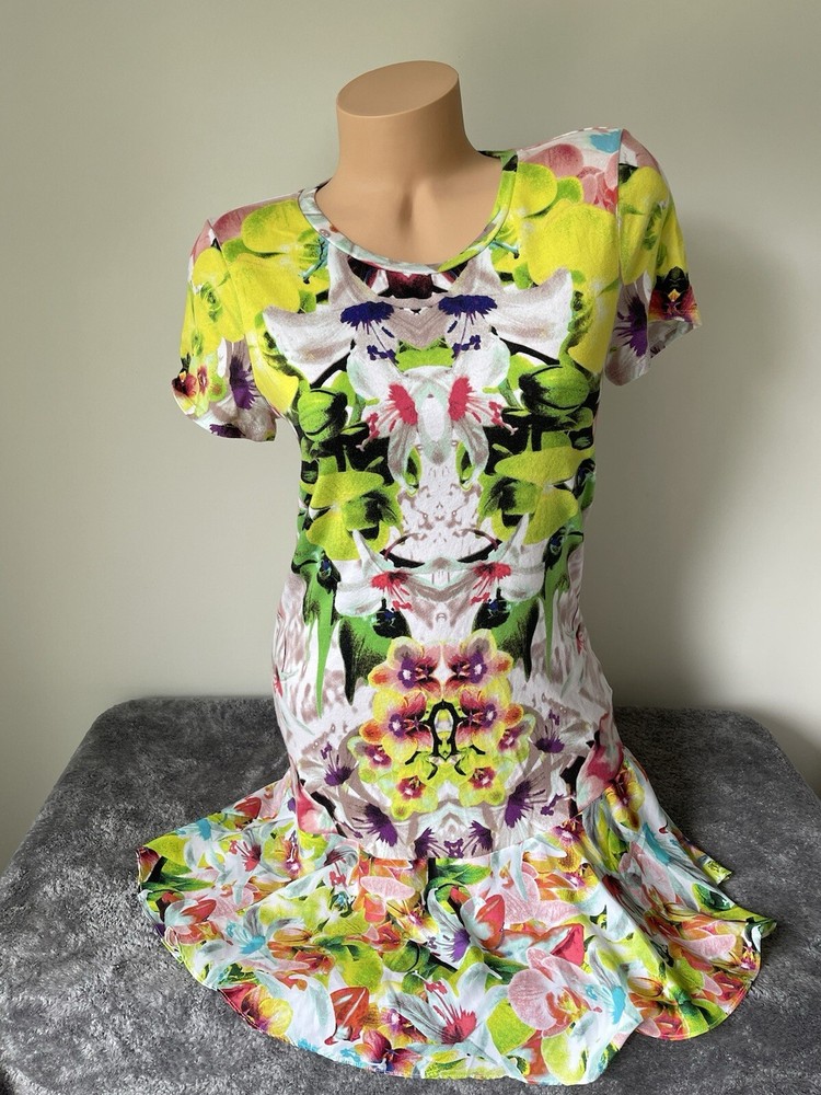 Prabal Gurung T Shirt Dress S Small Yellow Dopamine Loud Fun Art Funky Boho