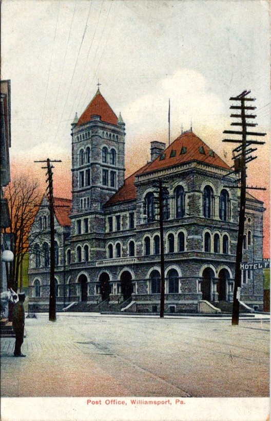 Williamsport Pennsylvania Post Office Vintage Postcard                     18481