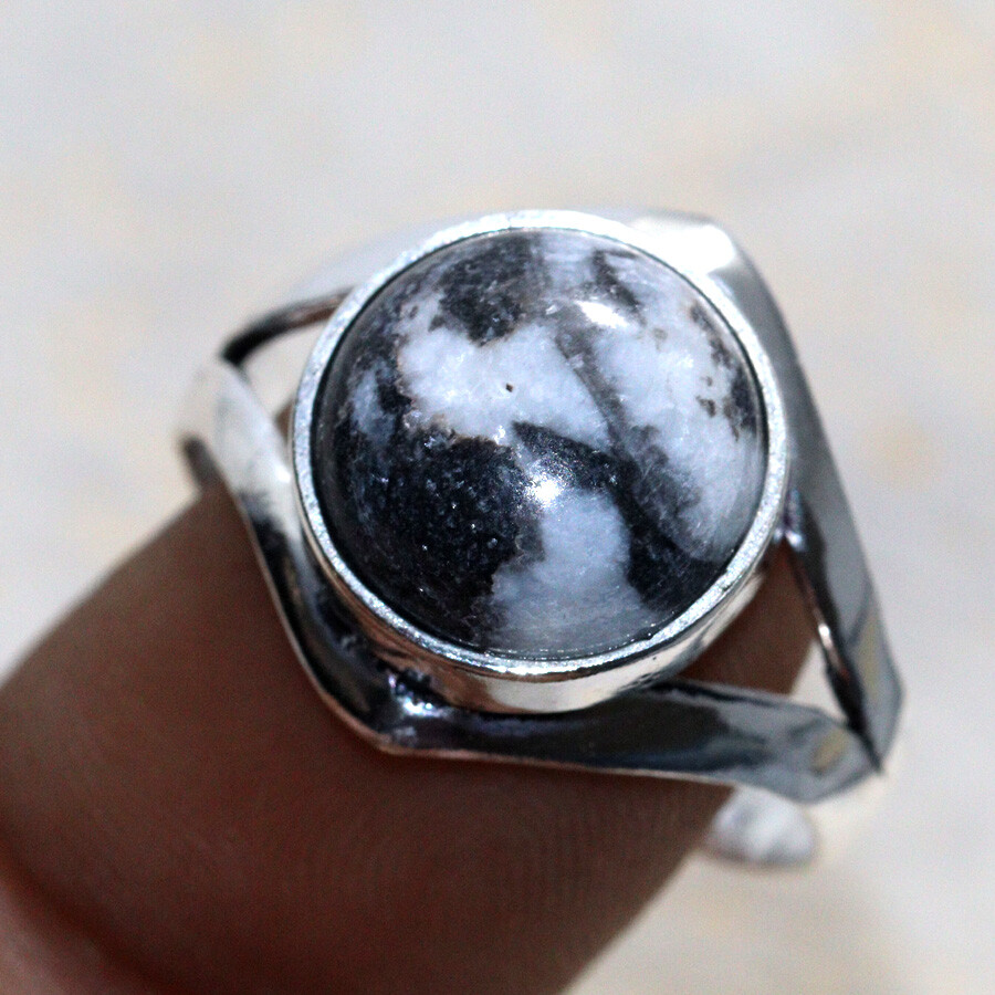 925 Silver Plated White Buffalo Turquoise Ring Size US 9.5 JW